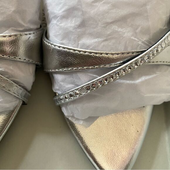 Tony Bianco Fortune Sandals Silver Nappa Metallic high heels strappy Revolve 5 - Picture 10 of 14